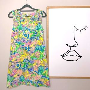 Lilly Pulitzer Florida Shift Dress “Party School” Fish Print Size 4 - RARE FIND!